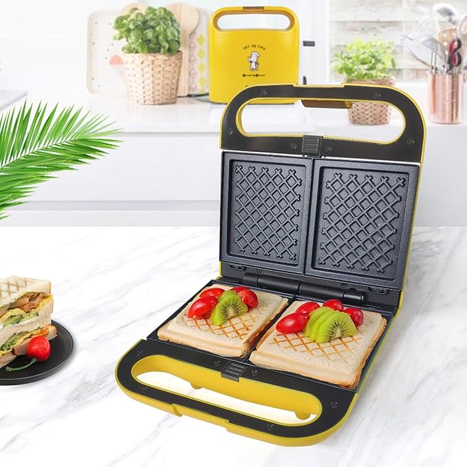 Multi Baker, with 3 sets of interchangeable plates for making Belgian Waffle, Gourmet Sandwich, Doughnuts and More Snacks