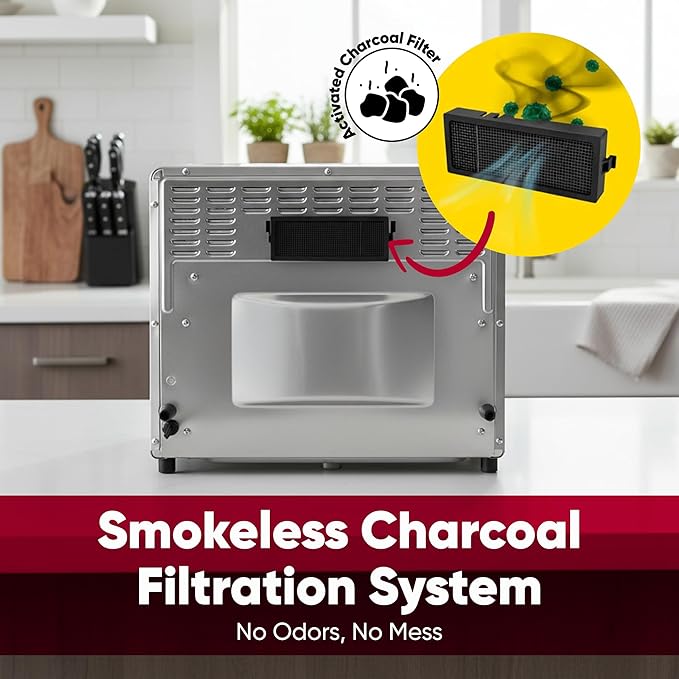 Large Air Fryer Oven 26-Quart |10-in-1 Countertop Stainless Steel Toaster Oven Combo | Non Toxic Family Size Air Fryer - Frying, Baking, Toasting, Dehydrating, Rotisserie | 1700W 360° Heating