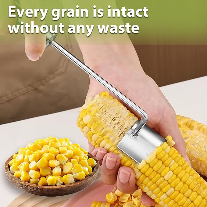 2 Pack Corn Cob Peeler - Stainless Steel Kernel Remover Tool for Fresh/Cooked Corn, Ergonomic Handle & Dishwasher Safe