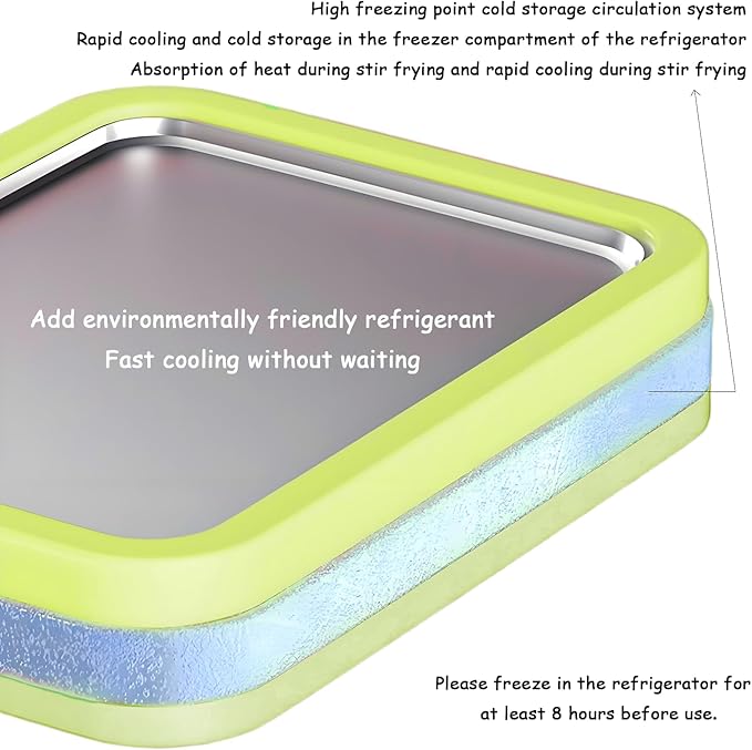 Rolled Ice Cream Maker,Parent Child Homemade Instant Frozen Yogurt Maker,with 2 Spatulas,Plug In Free,Food-Grade 304 Stainless Steel,Safer for Children To Use(Green, (8.9in*6.9in*1.6in))