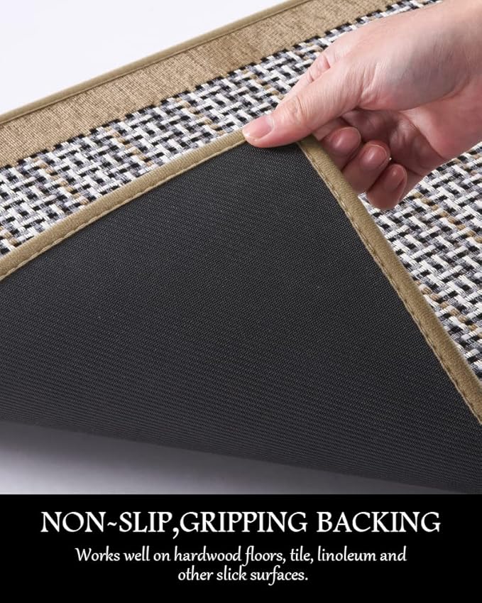 PADOOR Kitchen Mats for Floor, Kitchen Rugs Non Slip Washable, Rubber Backed Kitchen Runner Super Absorbent Kitchen Floor Mat Sink Rug, 20”x32” Brown