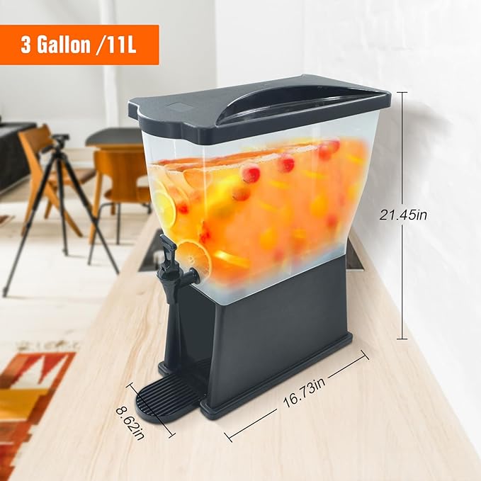 Hakka 3 Gallon Drink Dispenser, Commercial Juice Beverage Water Dispenser for Parties 11L Tank with Spigot Catering Supplies for Cold Water Tea Milk