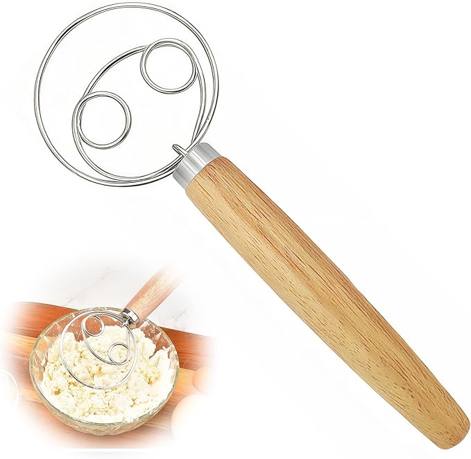 Danish Dough Whisk, Dutch Style Bread Whisk For Sourdough Cooking Kitchen with Stainless Steel Danish Sourdough Whisks Bread Mixer and Dough Scraper, top gadgets for bakers