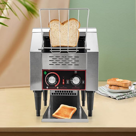 Heavy Duty Conveyor Toaster Oven Electric Bread Oven Industrial Toaster Commercial for Bun Bagel Bread Baked Food with 7 Speed and Front/Back Output Modes (150Slices/H)