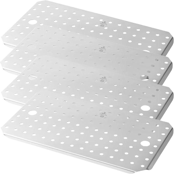Stainless Steel Steam Table Pan False Bottoms – Hotel Pan Inserts with Drain Holes, Available in 1/4, 1/2, and Full Size | Keeps Food Elevated & Prevents Sogginess (4, Full Size (16.8 inch Long))