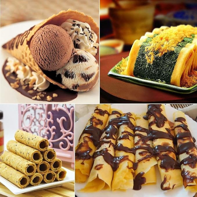 Waffle Cone Maker, Nonstick Waffle Bowl Ice Cream Cone Maker Machine, Pancake Crispy Egg Roll Crepe Baking Pan Pancake Omelet Mold for Stoves Top