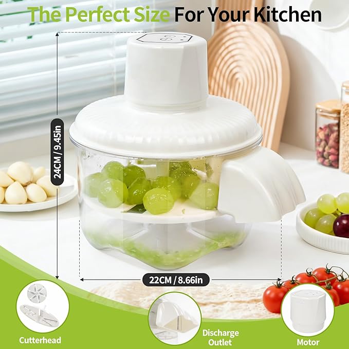 Automatic Peeling Machine, Upgraded 6 Leaf Blade Electric Grape, Cherry Tomato & Garlic Peeler, Rechargeable Wireless, Easy Clean Portable Kitchen Tool for Salad Prep & Picnic (White)
