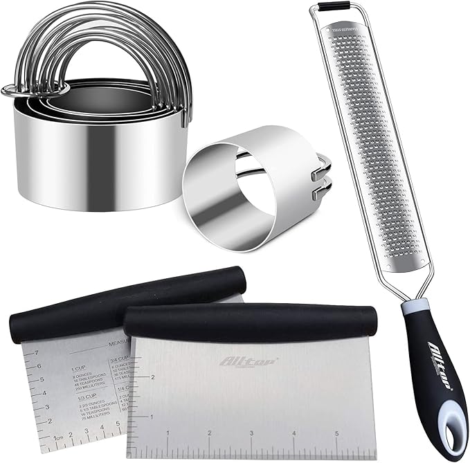 Hand-held Stainless Steel Lemon Zester & Bench Scraper & Biscuit Cutter