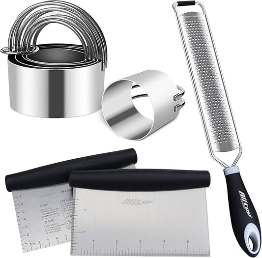Hand-held Stainless Steel Lemon Zester & Bench Scraper & Biscuit Cutter
