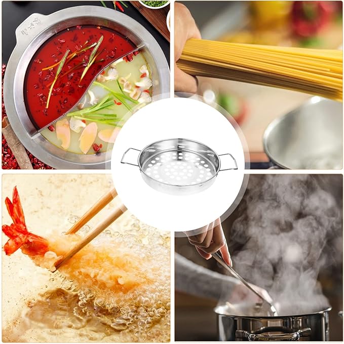 UPKOCH Stainless Steel Colander Spoon Large Mesh Food Strainer for Cooking for Draining Seafood Vegetables and Fruits for Hot Pot and Kitchen Use