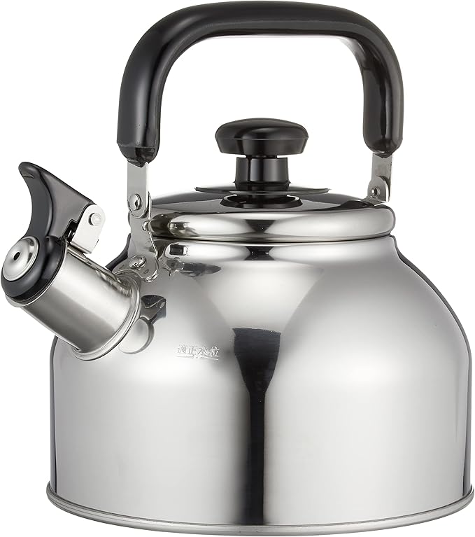 Wahei Freiz RB-2234 Whistling Wide Mouth Kettle, 0.8 gal (2.7 L), Induction and Gas Compatible, Suitable Capacity 0.6 gal (1.9 L), Easy to Clean, Stainless Steel, Rilakan