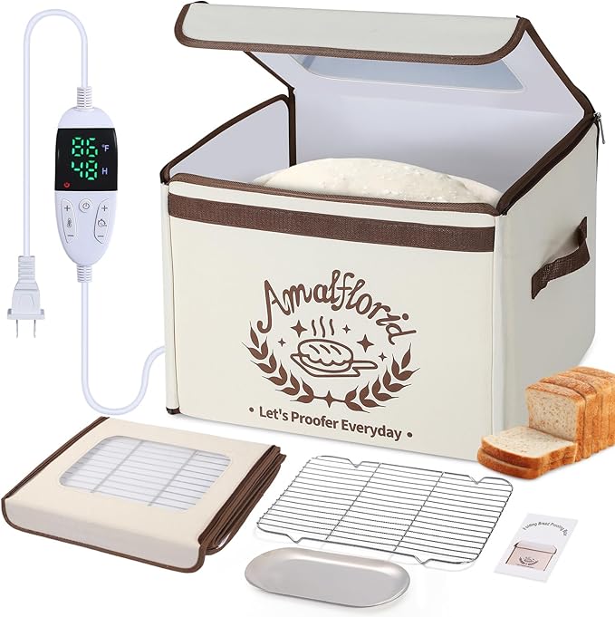 Amalflorid Folding Bread Proofing Box, Dough Proofer with 68-131℉ Temp Control & 99H Timer, Proofing Box for Sourdough, Bread, Yogurt, Kombucha, Space-Saving & 6-Layer Fabric