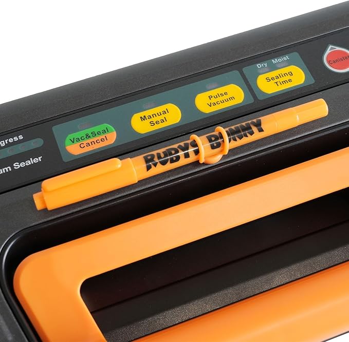 Precision Vacuum Sealer,120W Powerful 90Kpa Sealer For Food Storage,Household 8-in-1 Function,Easy Hand-Lock,Double Pump Vacuum Sealer Machine with Bags Storage, Built-in Cutter,Orange Color