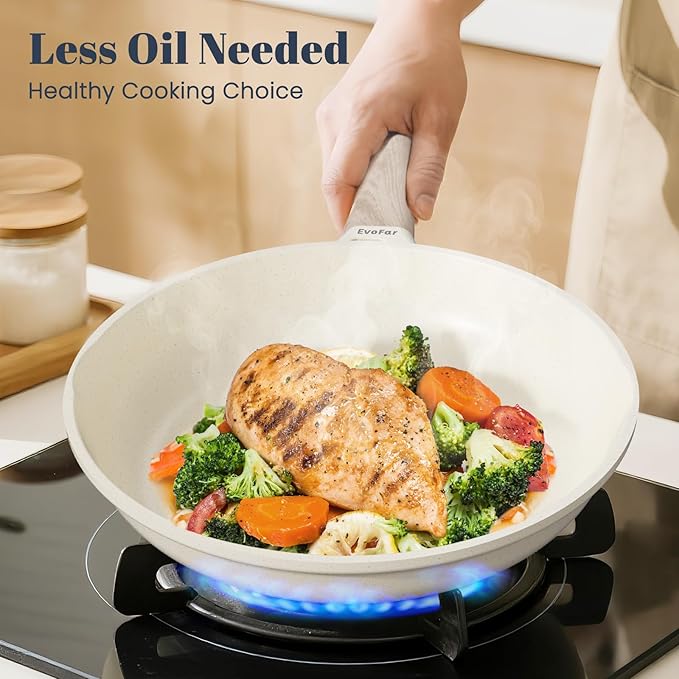 EVOFAR Granite Frying Pan, 11 Inch Non Stick Frying Pans, Lightweight Nonstick Pans for Omelets & Eggs, PFOA & PFAS Free Non-toxic Cookware Chef's Pan, Induction Compatible Fast & Even Heat Skillet