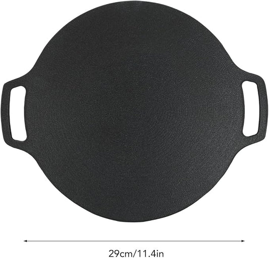 VBESTLIFE Korean Grill Pan, Double Handle Non Stick 6 Layer Coating Aluminum Alloy Gas Cooker Round BBQ Griddle for Outdoor Camping
