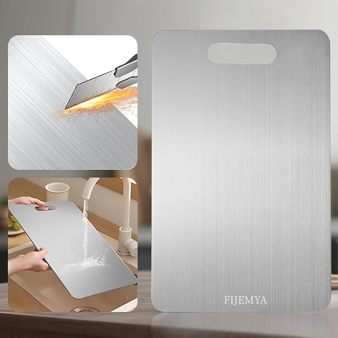 Katuchef Titanium Cutting Board for Kitchen, Pure Katu chef Titanium Cutting Boards, Double Sided Non Toxic Chopping Board for Cutting Meat Vegetable Fruit,Easy to Clean(S:11.42L*7.87W)