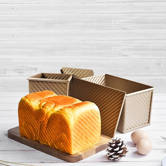Loaf Pan with Lid Toast Mold Bread Baking Tray Nonstick Pullman Bread Mould with Cover Aluminum Alloy Bakeware for Baking Toast Loaf Bread (1lb,450g)
