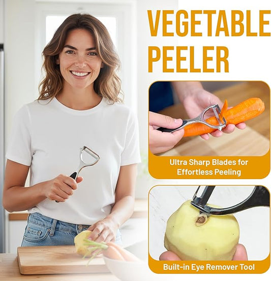 INCITATUS Vegetable Peeler – Ultra Sharp Stainless Steel Potato & Fruit Peeler, Ergonomic Non-Slip Handle, Swivel Blade for Potatoes, Carrots, Cucumbers & Apples, Kitchen Peeling Tool