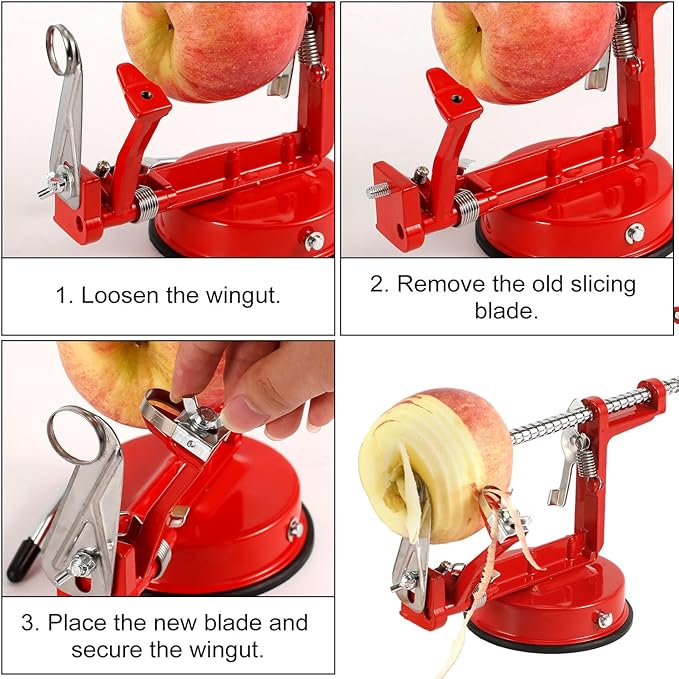 6pcs Stainless Steel Apple Peeler Replacement Blades, Universal 4pcs Peeling Blades with 2pcs Slicing and Core Removing Blades with Storage Box for Kitchen Restaurant Picnic