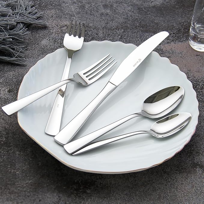 Butter Knife, Dinner Knife, Stainless Steel 4 Pieces Set knives,Square Handle