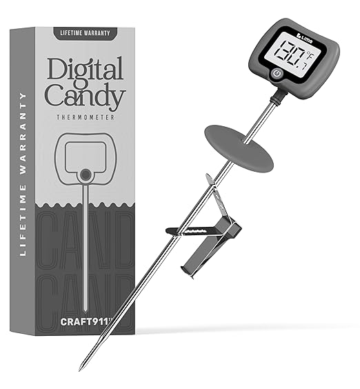 Digital Candy Thermometer with Pot Clip, 10" Long Stainless Steel Probe, Instant Read Kitchen Thermometer for Cooking, Baking, and Candy Making (Grey)