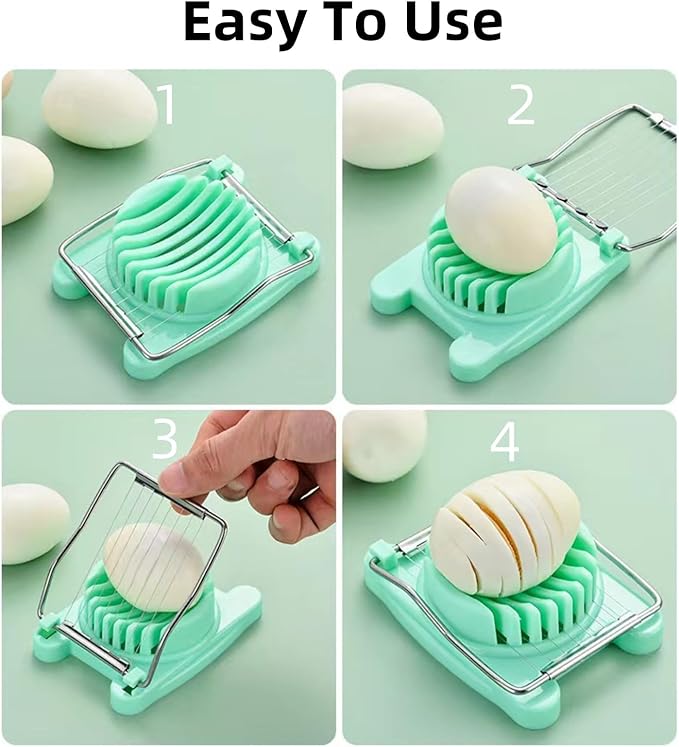 Egg Slicer - Versatile Hard Boiled Egg Cutter for Salads, Sandwiches, Appetizers, or Garnishes, Green