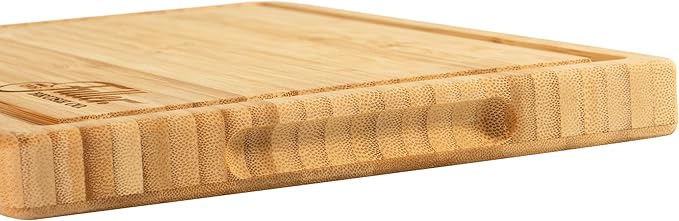 Fuller's Bamboo Cutting Board - 12” x 9” Wooden Chopping Board for Kitchen - Durable, Knife-Friendly, Easy to Clean - With Juice Groove & Side Handles for Food Prep & Serving