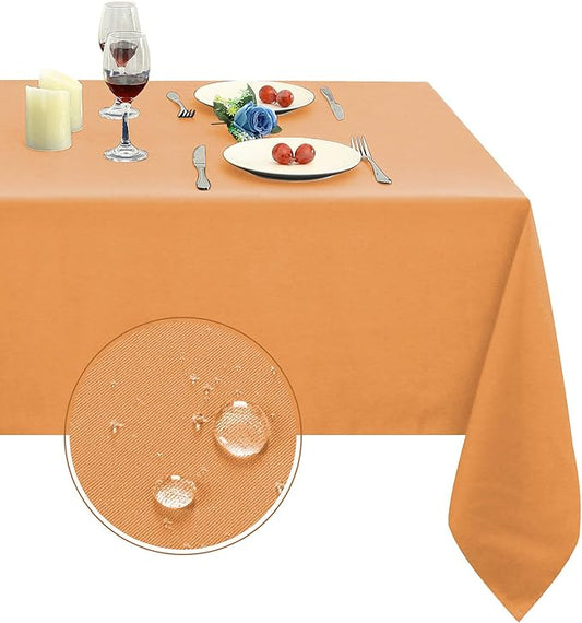 Obstal 210GSM Rectangle Table Cloth - Heavy Duty Water Resistance Microfiber Tablecloth, Decorative Fabric Table Cover for Outdoor and Indoor Use (Orange, 60 x 120 Inch)