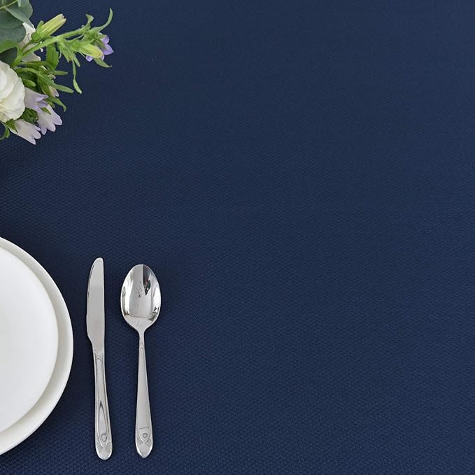 maxmill Textured Rectangle Tablecloth Water Resistant Wrinkle Free Spill-Proof, Soft Jacquard Table Cloth for Banquet Parties Event Holiday Dinner, Indoor and Outdoor Use, 60 x 84 Inch, Navy Blue