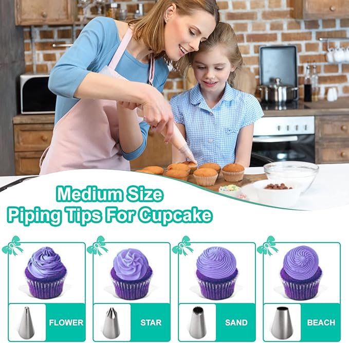 Cake Decorating Kit,Piping Bags and Tips Set,Cake Decorating Supplies,Frosting Piping Kit,Cake Baking Supplies for Beginners (488PS)