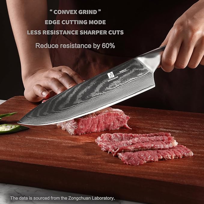 9C 8 Inch Chef Knife – Ultra-Smooth Cutting Experience,Effort-Saving Damascus Kitchen Knife,Professional Grade Sharp,Ergonomic Handle,9CR18MOV High Carbon Stainless Steel,Love's Gift Box