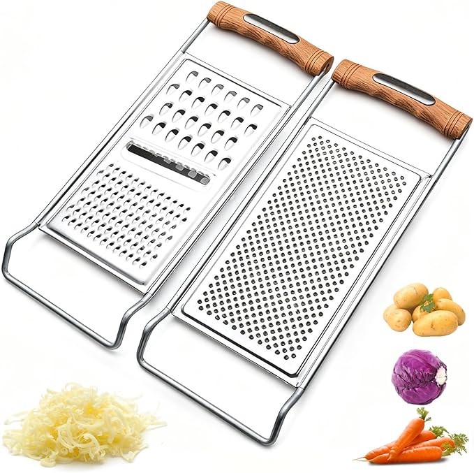 2 Pack Cheese Grater,Stainless Steel Zester Set of 2, Kitchen Flat Handheld Grater For Cheese, Chocolate, Spices, And Potato, Zucchini, Carrot, Apple (B style color)