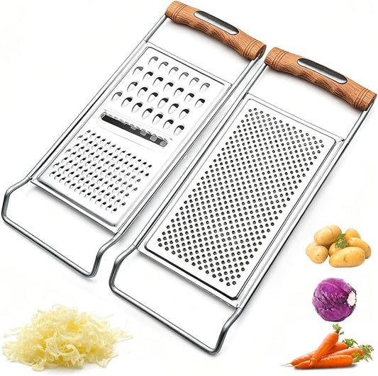 2 Pack Cheese Grater,Stainless Steel Zester Set of 2, Kitchen Flat Handheld Grater For Cheese, Chocolate, Spices, And Potato, Zucchini, Carrot, Apple (B style color)