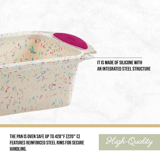 Trudeau 05118555 Structure Loaf Pan Silicone Bakeware, Medium, Confetti White