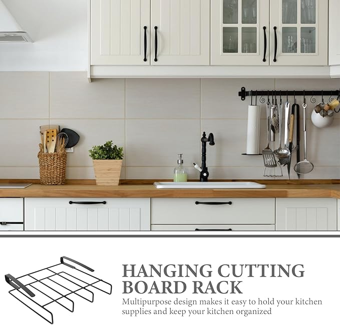 Cutting Board Holder 10.2x10.6x3.3inch Cutting Board Storage Rack Hanging Rack Chopping Board Stand Under Cabinet Shelf Organizer Kitchen Storage Holder