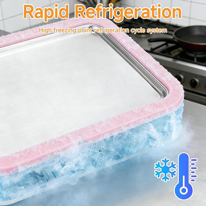 2026 Rolled Ice Cream Maker - 3-Minute Portable Ice Cream Machine with Stainless Steel Freeze Tray & 2 Scrapers, No Electricity Needed, Perfect for Family and Party Desserts (Pink)