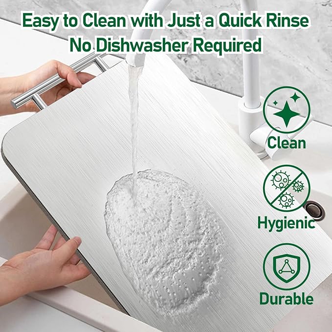 Titanium Cutting Board for Kitchen - 100% Pure Food Grade Double Sided Chopping Board, Titanium & Wheat Straw PP, Dishwasher Safe Easy to Clean - Large 15”×10”