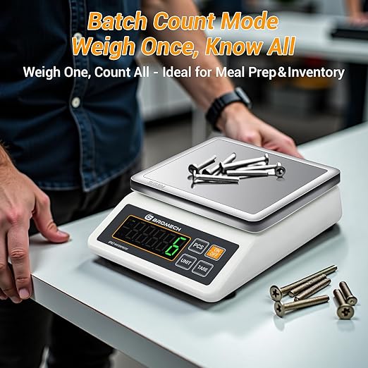 BROMECH Gram Scale Waterproof Counting Function Weighs Gram, Pound & Kilogram, 13lb Capacity, 0.001lb Increment, Stainless Steel Platform, Perfect for Baker, Pastry Chefs, Homebrewing, Food Production