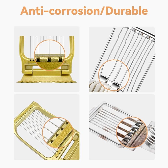 Egg Slicer for Hard Boiled Eggs Heavy Duty, Egg Cutter for Soft Fruit Food Mushroom Gold