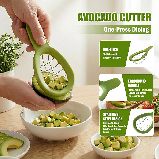 Egg Slicers, Avocado 3 Piece Set with Avocado Container, Includes Avocado Slicer and Avocado Cutter Tool, Dishwasher Safe for Slicing, Dicing and Keeping Avocados Fresh