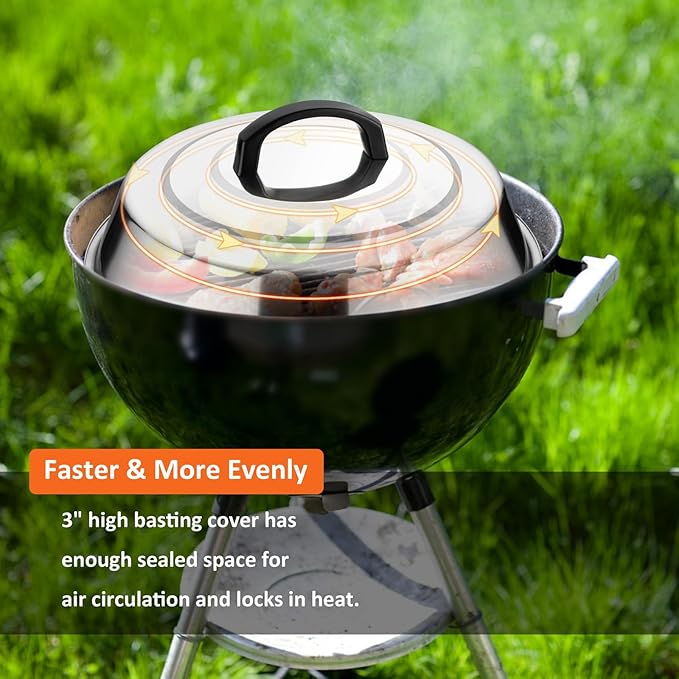 Leonyo Melting Dome & Cast Iron Grill Press, 12" Basting Cover with Round Bacon Press, Burger Smasher for Griddle, Food Steamer Lid Smash Burger Kit for Flat Top Grill Cooking Cheese, Meat