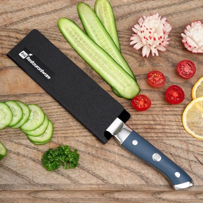 Restaurantware Sensei 6.5 x 2 Inch Knife Sleeve 1 Knife Protector - Fits Utility Knife Felt Lining Black Plastic Knife Blade Guard Durable Cut-Proof