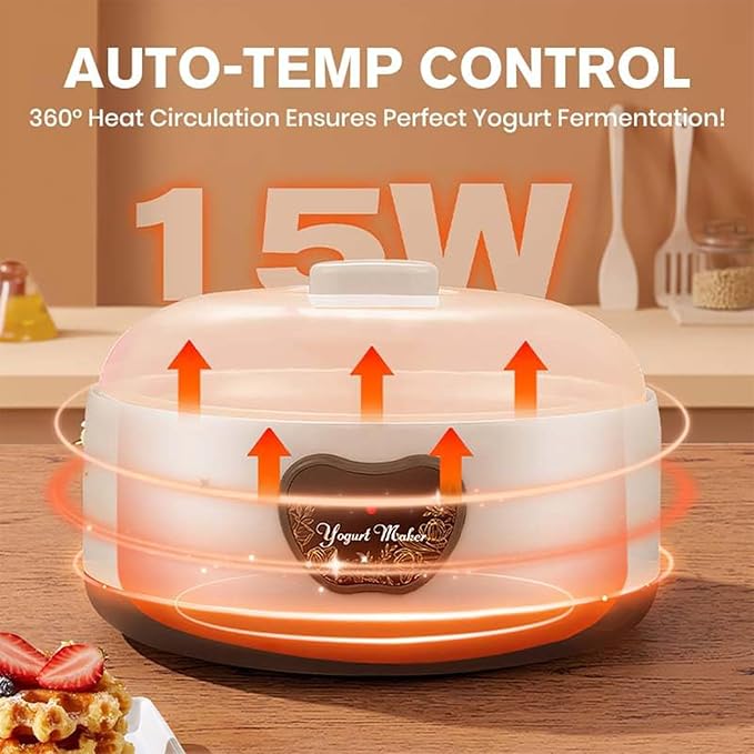 Yogurt Maker, Automatic Digital Yoghurt Maker Machine with 5 Glass Jars 42 Ozs, with Constant Temperature Control for Home Organic Yogurt, Cheese, Fruit Wine (with 5 Cups)