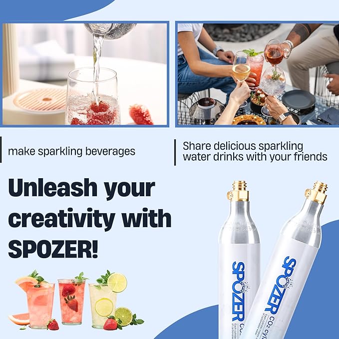 60L CO2 Cylinder for SodaStream, CO2 Canister Threaded Cylinders Compatible w/All Threaded 'Screw-In' Soda Makers, FIZZ, ONE TOUCH, JET, etc. - Set of 4