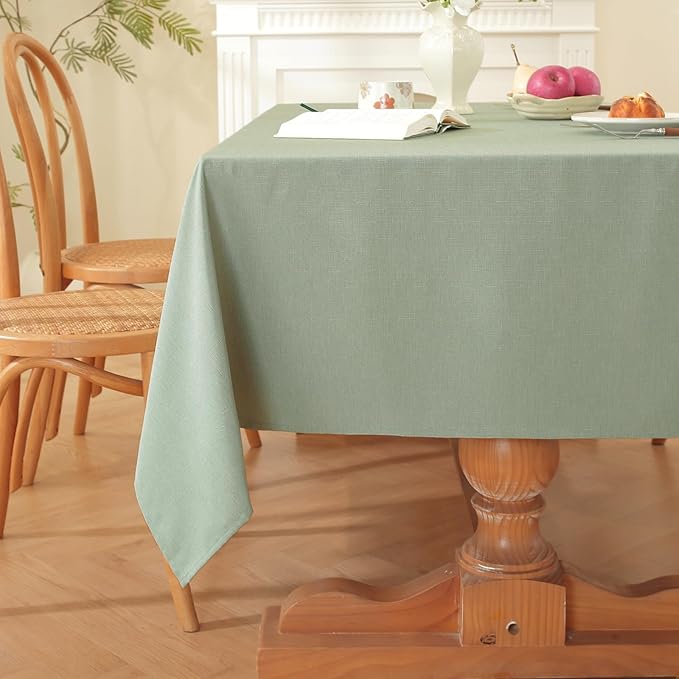 Alsoo Table Cloth Rectangle Table, 60X90 Inch Linen Textured Table Cloth Waterproof Spill-Proof TableCloths Wrinkle Free Fabric Farmhouse Table Cover for Dining Parties Buffets Holidays,Sage Green