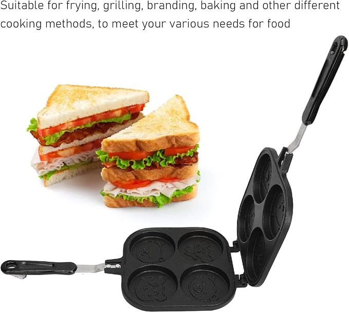 Double Sided Frying Pan, Hot Sandwich Maker Non-stick Sandwich Maker Pan Aluminum Flip Pan Grilled Cheese Maker Stovetop Toasted Sandwich Maker