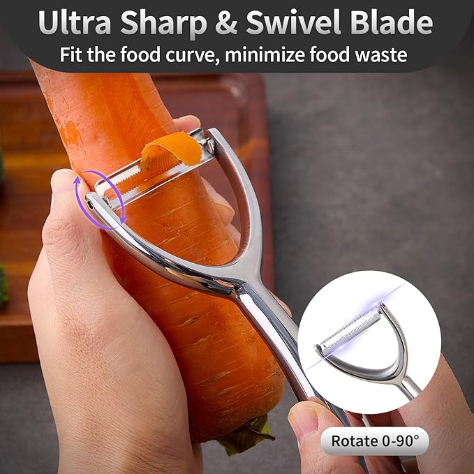 Y-Shaped Stainless Steel Vegetable & Fruit Peeler – Ultra-Sharp Blade, Ergonomic Handle, Dishwasher Safe Kitchen Peeler