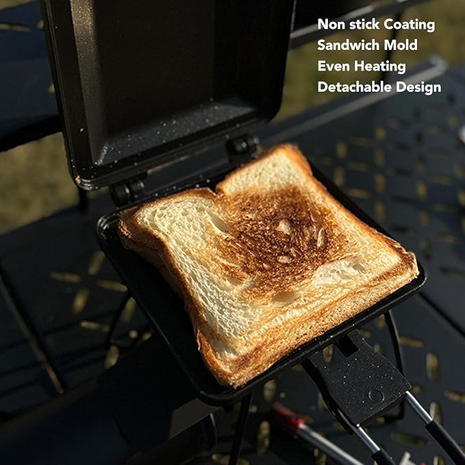 TOPINCN Hot Sandwich Maker, Aluminum Alloy Grilled Panini Maker Pan with Handle, Nonstick Detachable Double Sided Frying Pan for Stove Top, Sandwich Grill Press for Breakfast,