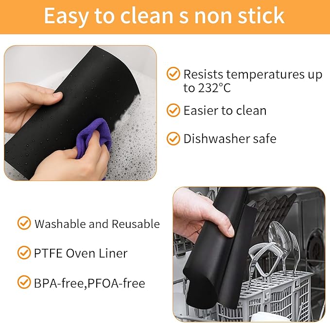 GWYSY Reusable Liners for Toaster Oven Air Fryer 8.66×9.44 Accessories Compatible with Instant 10QT Air Fryer 4PCS Non-Stick Mats for Baking