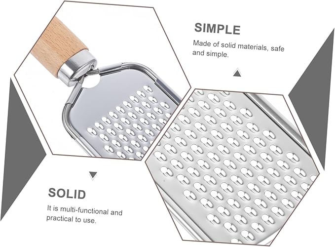 Stainless Steel Plane Zester with Wood Handle Clean Kitchen Gadget for Fruits and Vegetables Non-slip Grip for Comfortable Use for Cheese Lemon Ginger and More